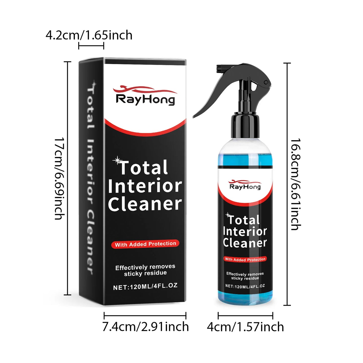 Premium Car Interior Cleaner Spray - Leather Fabric Plastic Cleaner&Protector Auto&Detailing Stain Removal Odor Eliminator Kit