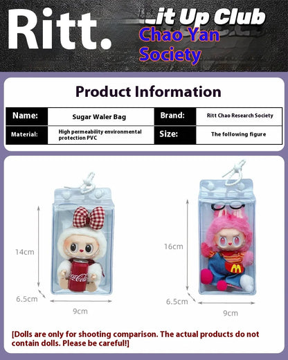 Labubu Fully Transparent Square Walking Bag Labubu Sitting Posture Protective Cover Labubu Protective Cover Display Bag Fashion