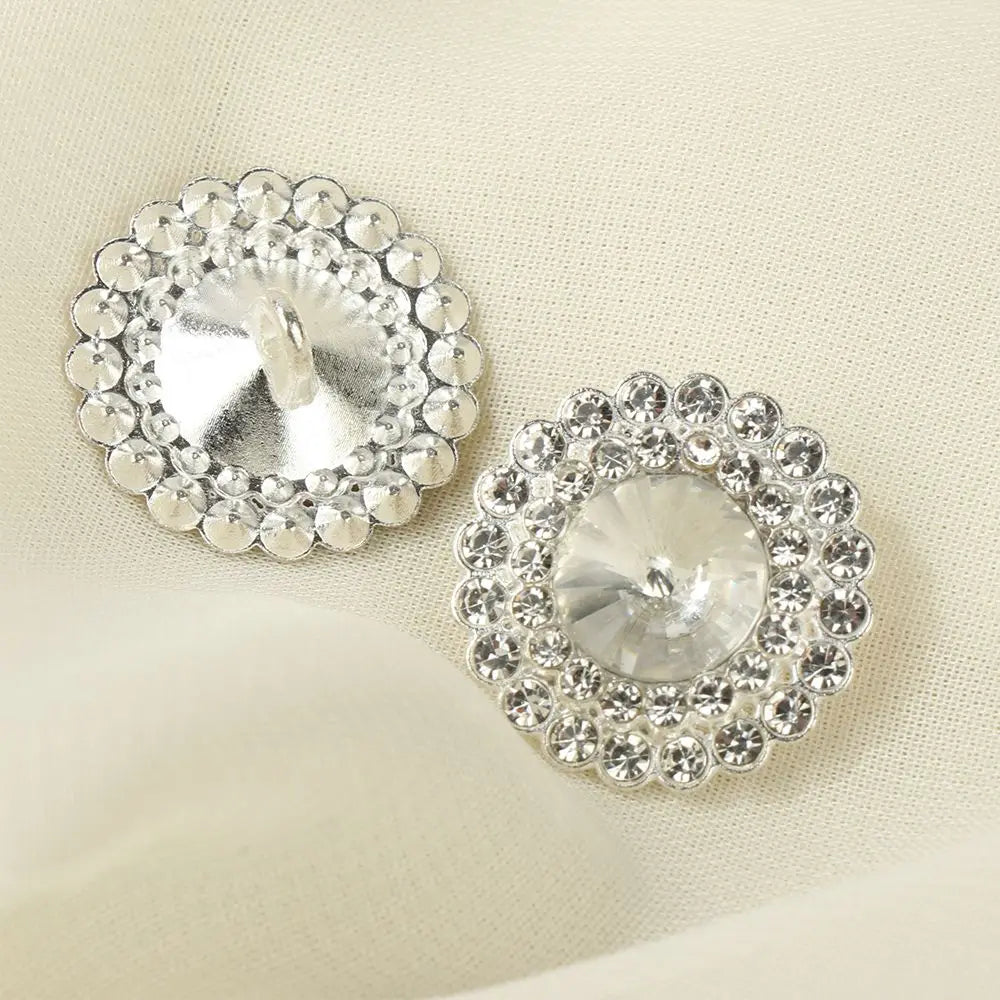 10 PCs 15/20/25MM Round Metal Rhinestone Buttons for Clothing DIY Sewing Accessories Wholesale Luxury Fashion Apparel Decoration