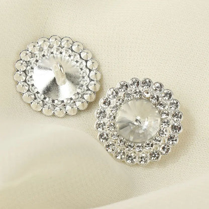 10 PCs 15/20/25MM Round Metal Rhinestone Buttons for Clothing DIY Sewing Accessories Wholesale Luxury Fashion Apparel Decoration
