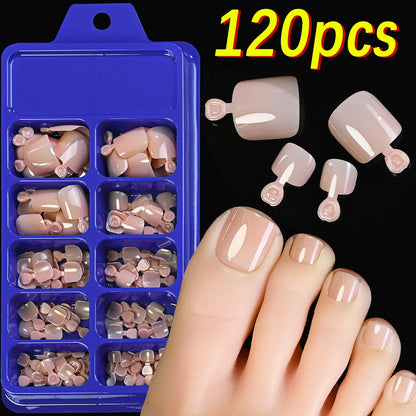 100PCS Short Square False Toenail Tips Full Cover White Artificial Fake Toenail Acrylic Foot Nail Art Tip Press on Toe Extension