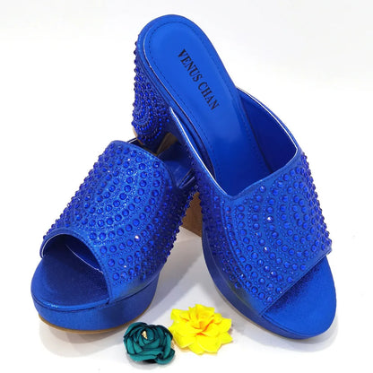 Purple Color Wedding Shoes Woman Open Toe Ladies Sandals Shoes Party Wedding Shoes Decorated with Rhinestone New Arrival Shoes