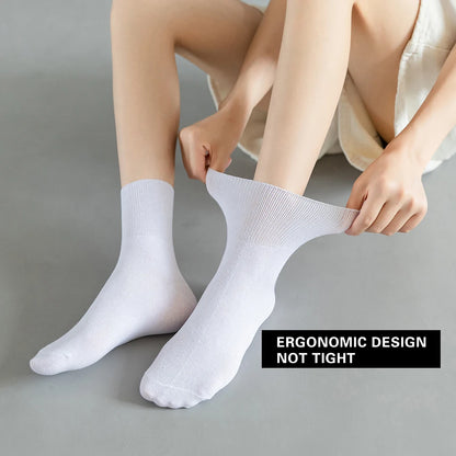 5 Pairs Diabetic Non Binding Socks For Women Pregnant woman elderly long socks Comfortable breathable black white socks women