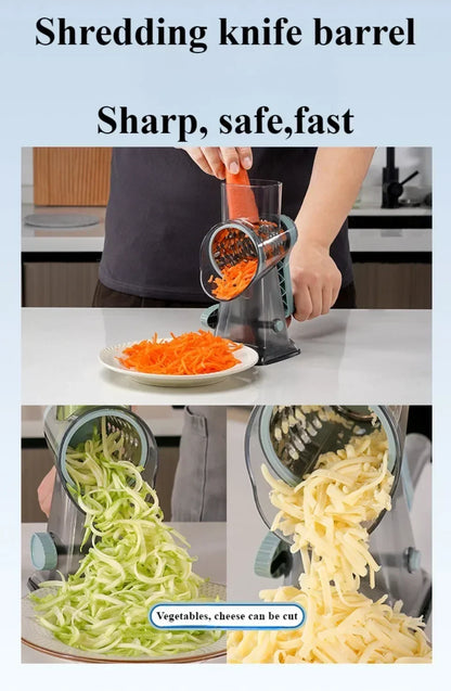 Multi-functional Vegetable Slicer Manual Spiralizer Vegetable Cutter  Hand Cranked Rotary Cheese Grater Shredded Kitchen Tools