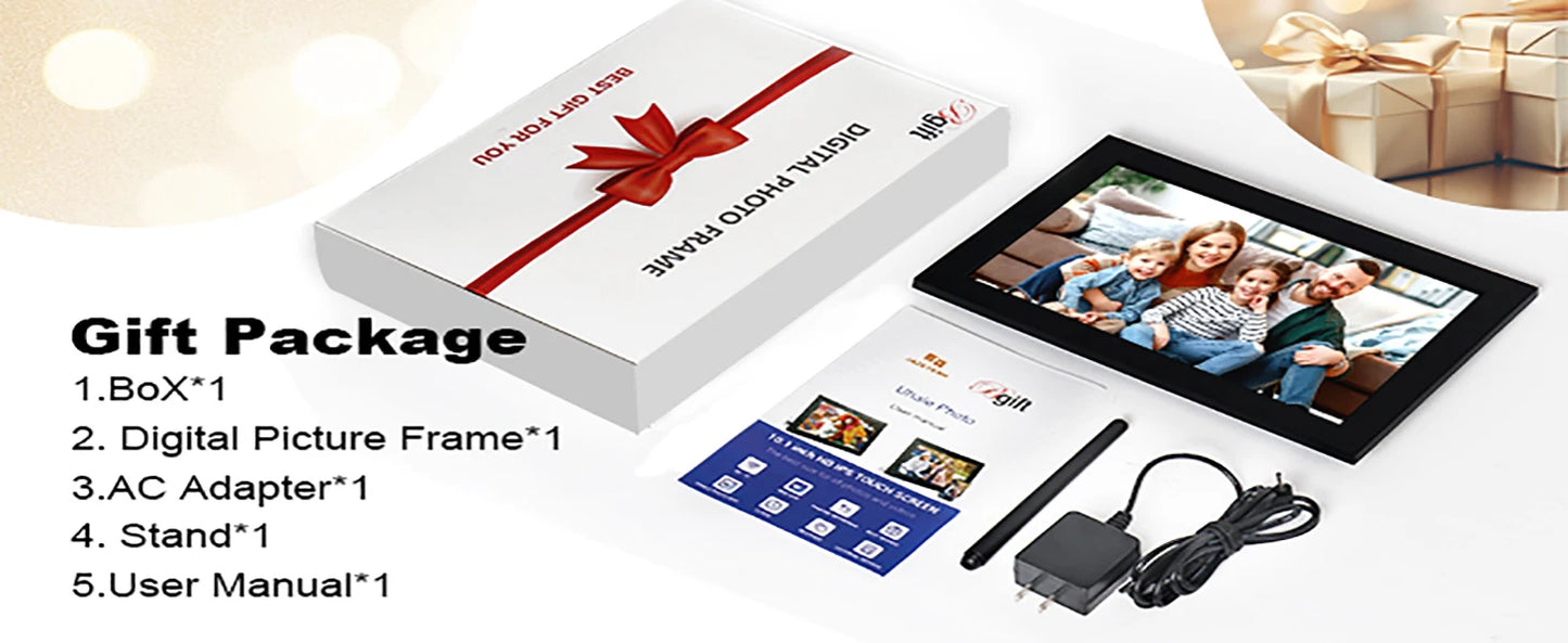 WiFi Digital Photo Frame 10.1 Inch 32GB Smart Digital Picture Frame with 1280x800 IPS HD Touch Screen Digital Frame Gift