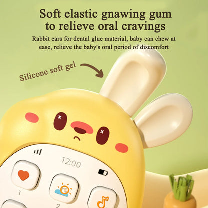 Baby Rabbit Mobile Phone Children's Toy Can Bite Puzzle Early Education Baby Multi functional Music Simulation Phone