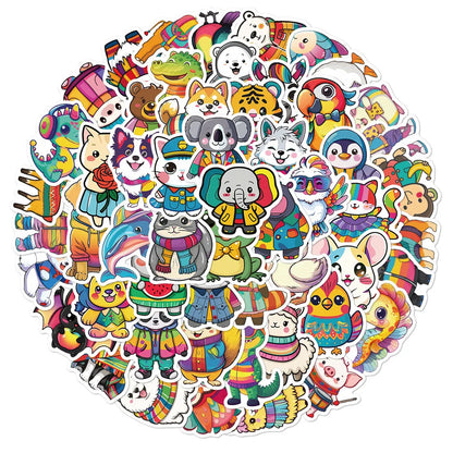 55 Pcs Cute Cartoon Animal DIY Notebook Stationary Decor Stickers for Kids Gifts
