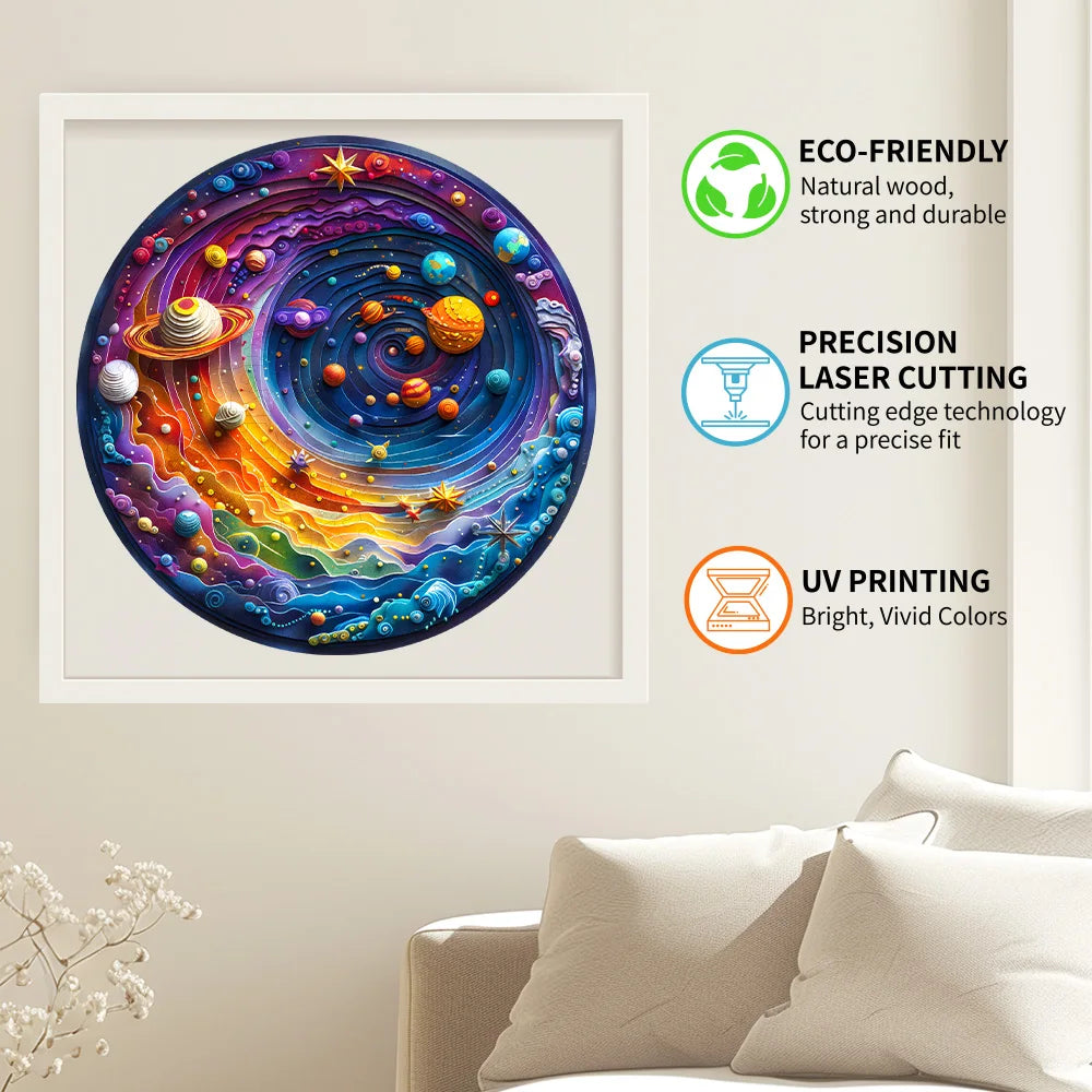 A Space Themed Wooden Puzzle Suitable For Adults - Challenging Irregular Shaped Intellectual Puzzle, Environmentally Friendly