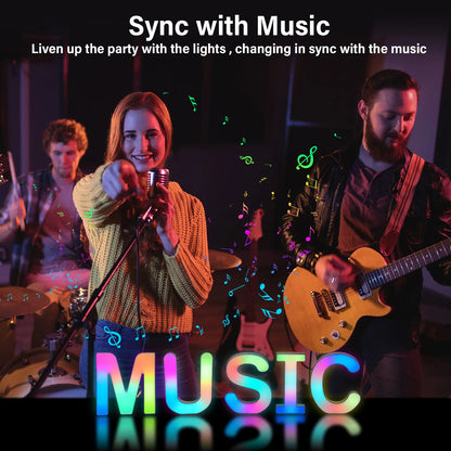 Smart LED Letters Lights Alphabet Light Decorative Name Letter Number Lamp Night Light USB MeRGBW App Music Sync Logo Game Home