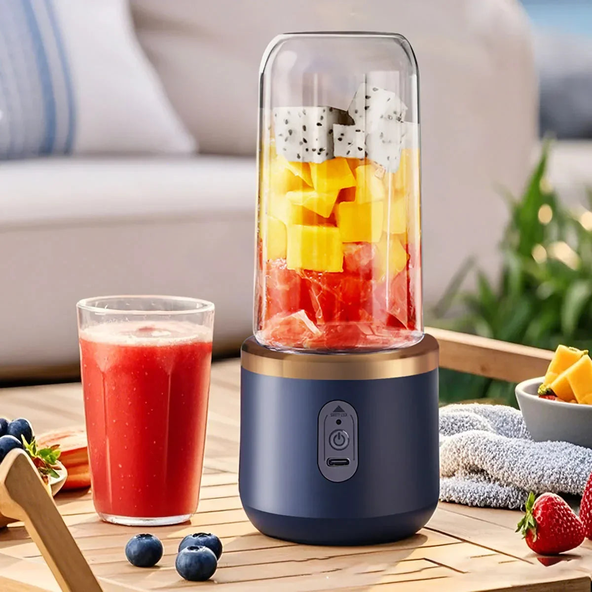 [Portable Blender] 2-in-1 Portable Blender and Juicer | with 6 Blades,USB Charging, Dual Cups