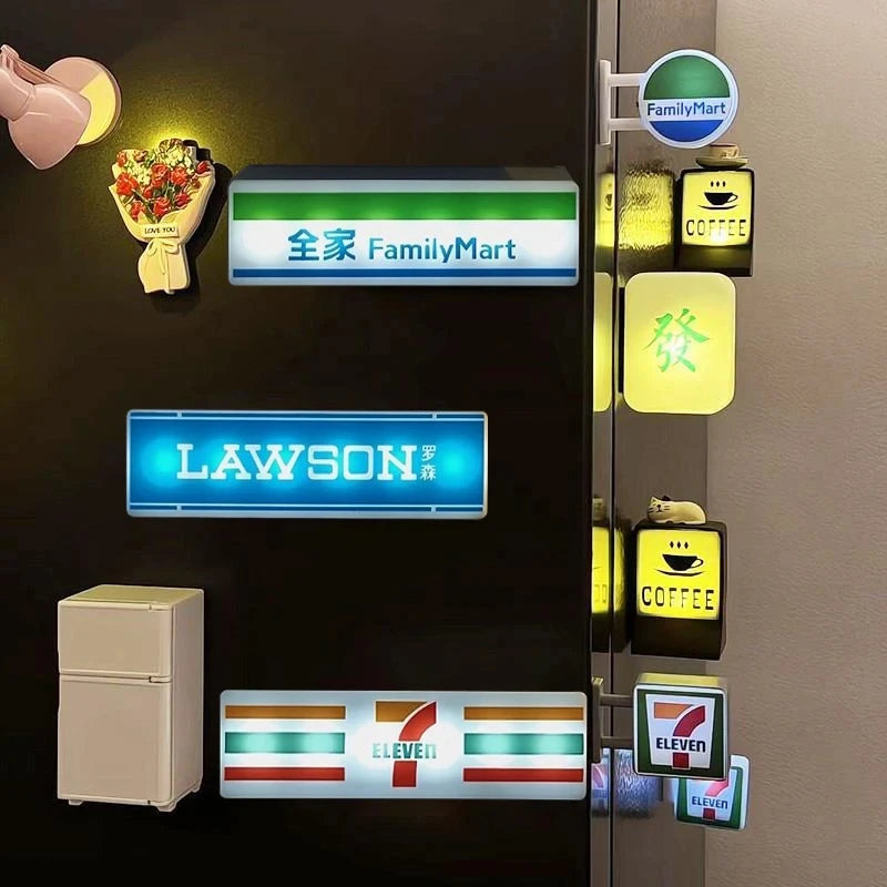 Room Decoration Fridge Magnets Coffee Shop Luminous Light Boxes Creative Convenience Store Light Signs Home Decorative Ornaments