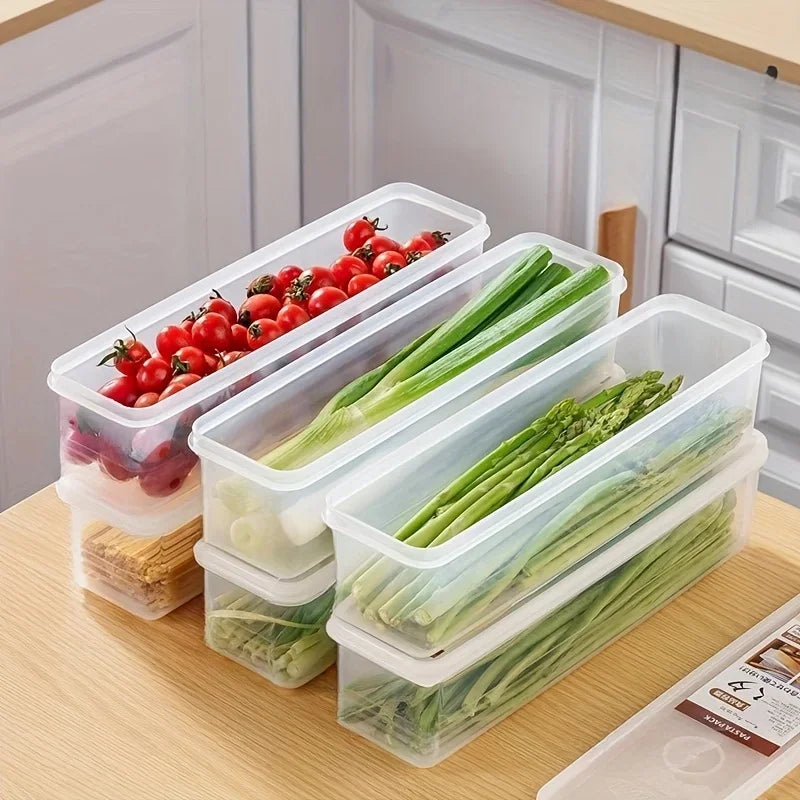 Long Rectangular Food Storage Containers, Plastic Reusable Refrigerator Organizer Boxes Kitchen Accessories