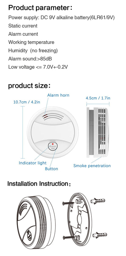 Tuya Smart Wifi Smoke Detector Sensor 80DB Alarm Fire Smoke Detector Wifi Fire Protection Home Security Alarm Smart Life APP