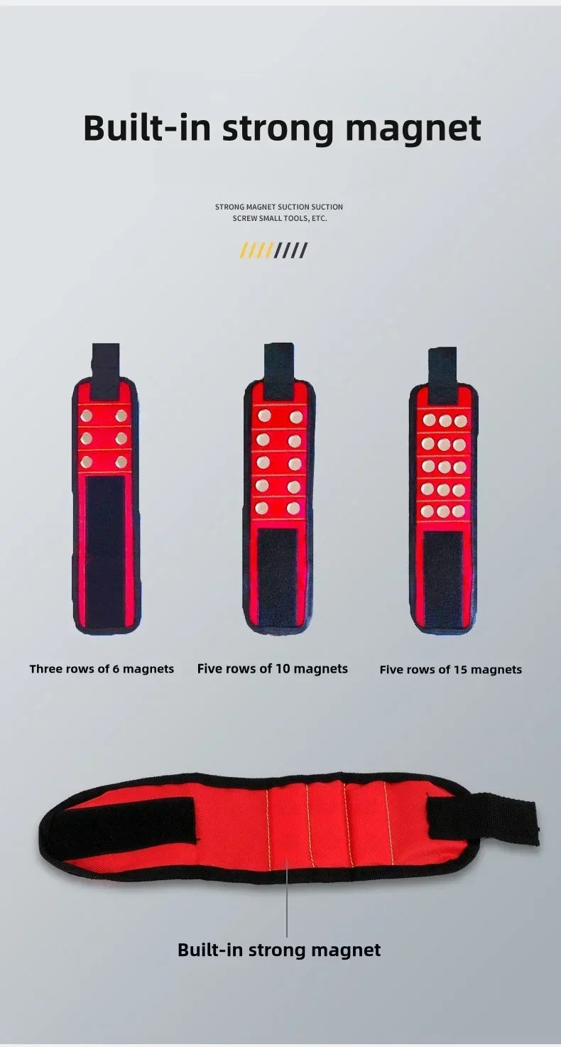 Magnetic Wristband for Holding Screws Tool Kit Belt Household Strong Magnets Adsorbent Nails Drilling Bits Wrist Men Gadgets Bag