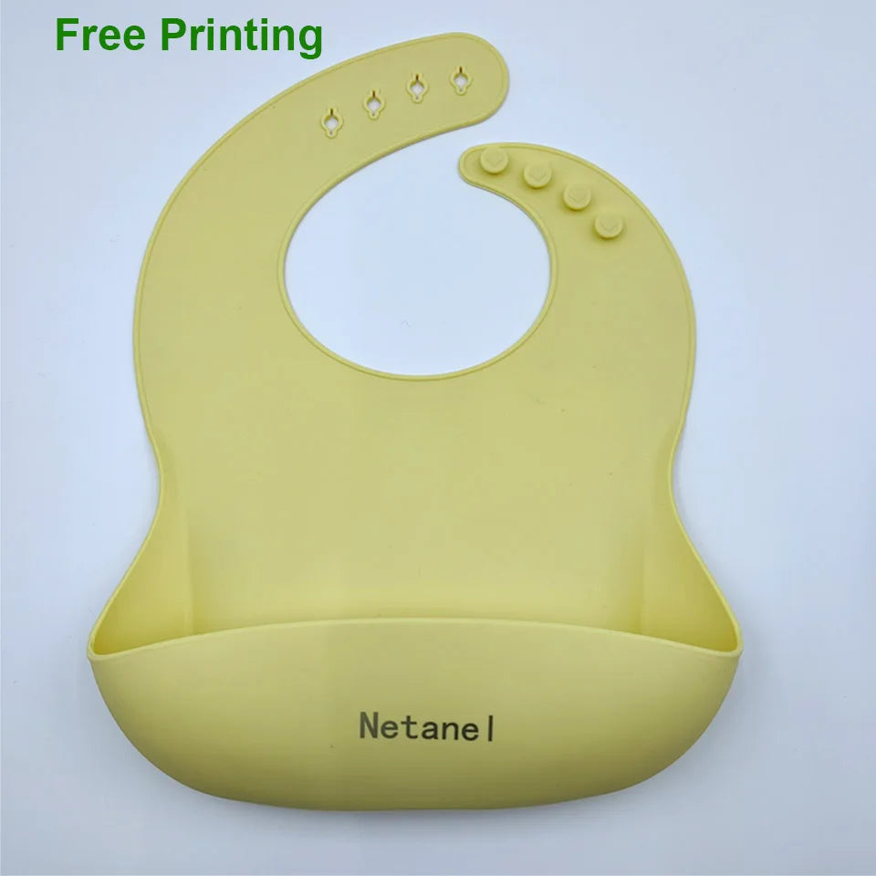 Silicone Baby Feeding Set Soft Silicone Sucker Plate Bowl Elephant Plate Personalized Name Feeding Bib Apron Children's Dishes