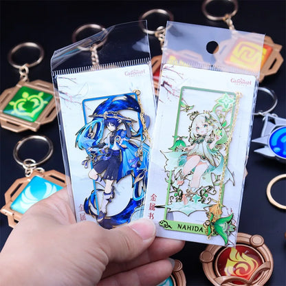 Genshin Impact Peripheral Bookmarks Vision of God Pendants Keychains Servant Weapon Models Combination Sets Gifts and Presents