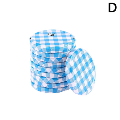 10 Pcs Colorful Lattice Jam Jars Lids Wide Mouth Screw Lids Storage Caps For Jars Glass Round Storage Cover