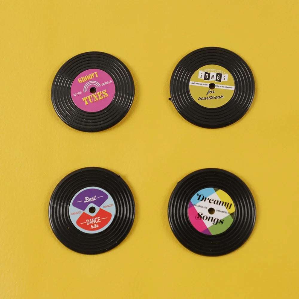 4Pcs/Pack Creative Gramophone Record Fridge Magnet Message Board Reminder Refrigerator Sticker for Home Kitchen Decoration