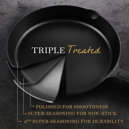 Cast Iron Skillets 10 Frying Pan Non-stick Cast Iron Pan Pre-seasoned Cast Iron Cookware for Camping Indoor and Outdoor Uses