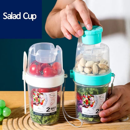 Carry Breakfast Cups, Salad Cups, Yogurt Cereal, Oatmeal Snacks, Parfait Containers and Salad Dressing Holders with Forks!