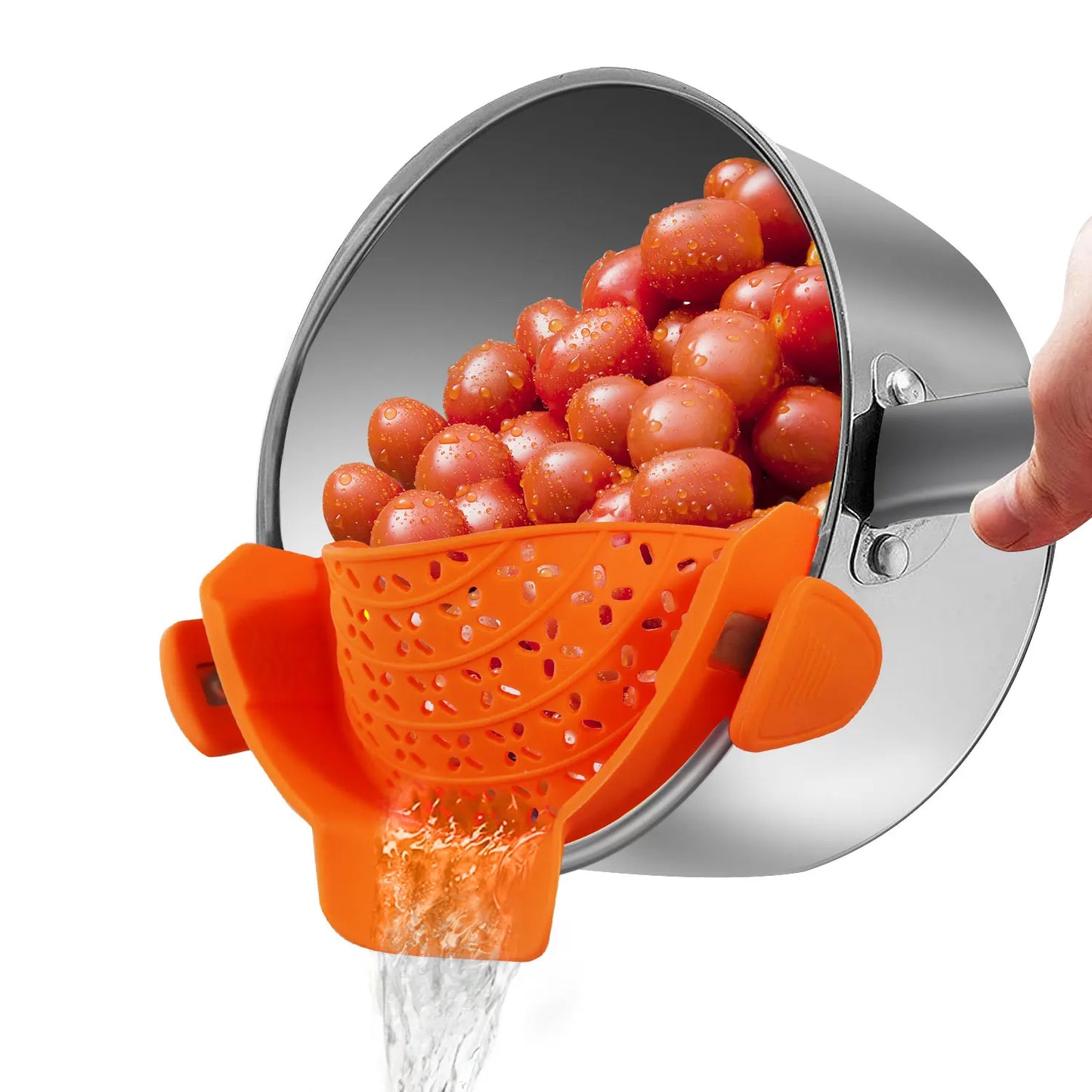 Universal Silicone Clip on Pan Pot Strainer Anti Spill Pasta Pot Strainer Food Grade Fruit Colander for Pasta Fruit Vegetable