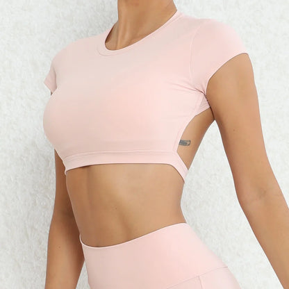 New Sports Shirts Breathable Workout Sportswear Fitness Backless Yoga Clothing Chest Pads Sport Crop Tops Gym Top Women