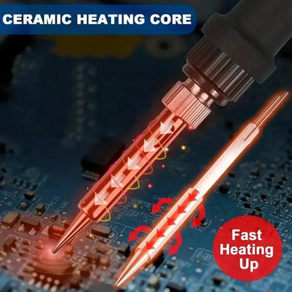 2024 Electric Soldering Iron 60W Adjustable Temperature Replaceable Soldering Iron Head Soldering Iron Pen Welding Kit