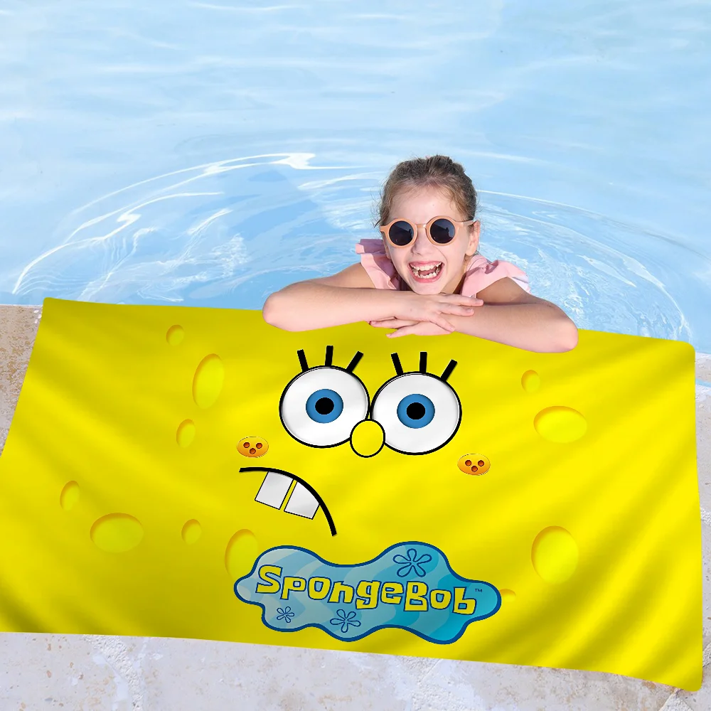 S-SpongeBobs Cartoon Beach Towels Shower Towel Sauna Travel Spa Microfiber Quick Dry Gym Accessories Cute Room Decor