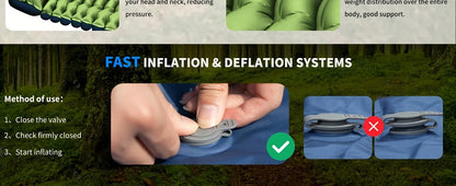 Camping Hiking Camp Sleeping Gears Air Mattresses Compact Ultralight Self-Inflating Camping Air Mattress Backpacking Hiking Tent