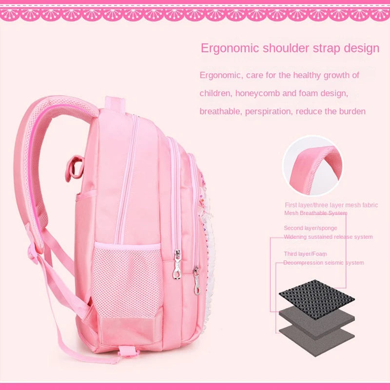 Children School backpack for Girls Cute Cat School Students Backpack For Kids Wheeled Backpack Bag Trolley School Bags On Wheels
