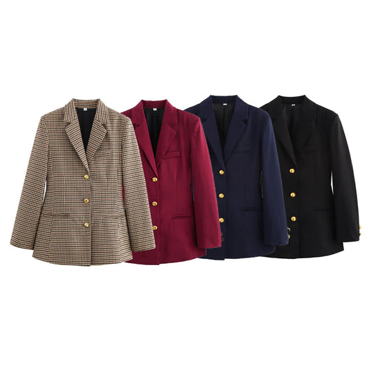 Female Office Suit Jacket with Sashes Y2K Elegant Women Formal Blazer 2025 Spring Long Sleeve Single Breasted Coat   ﻿