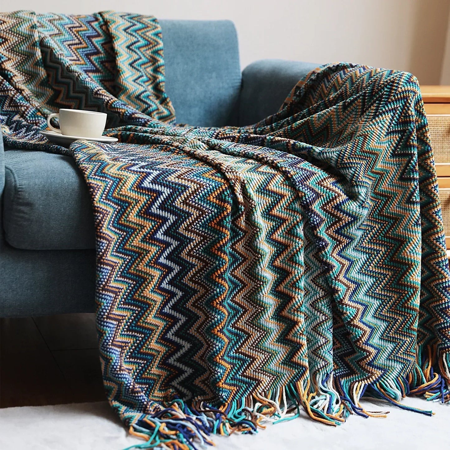 Knitted Blankets Bohemian Plaid Throw Blanket Sofa Cover With Tassels Travel Leisure Bed Cover Blanket boho Bedspread