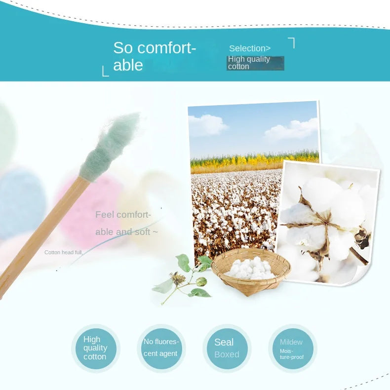 200pcs double layer disposable cotton swabs cosmetic cotton nose plugs ear plugs cleaning cotton swabs cotton spirals
