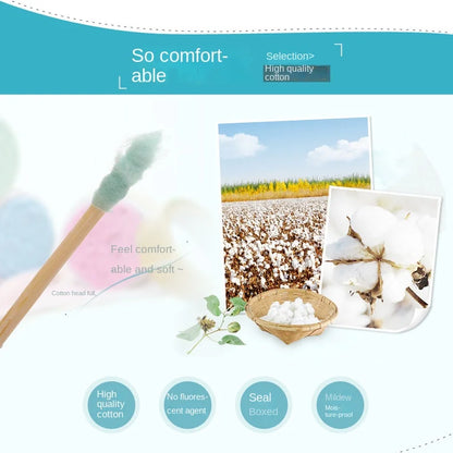 200pcs double layer disposable cotton swabs cosmetic cotton nose plugs ear plugs cleaning cotton swabs cotton spirals