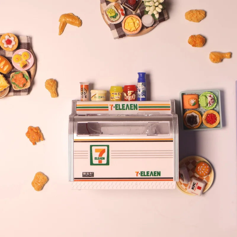 3d Fridge Magnets Miniature Fridge Shelfs Freezer Magnetic Refrigerator Sticker With Food Toys Home Decore Dollhouse Models