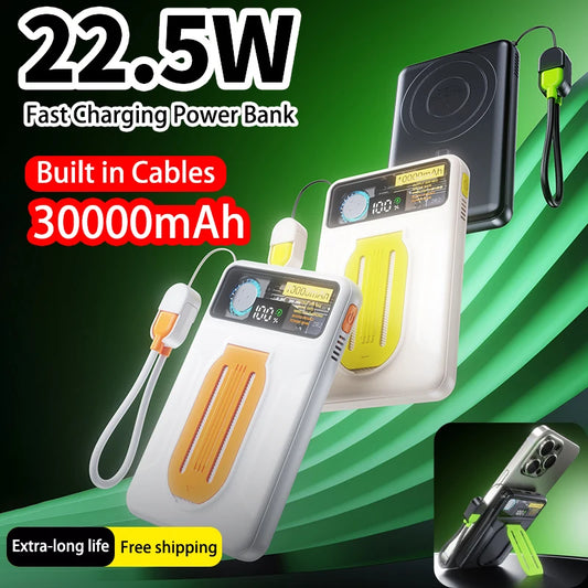 22.5W Magnetic Power Bank 30000mAh Wireless Fast Charging External Battery Turbine Coolingfor IPhone Xiaomi Magsafe Powerbank