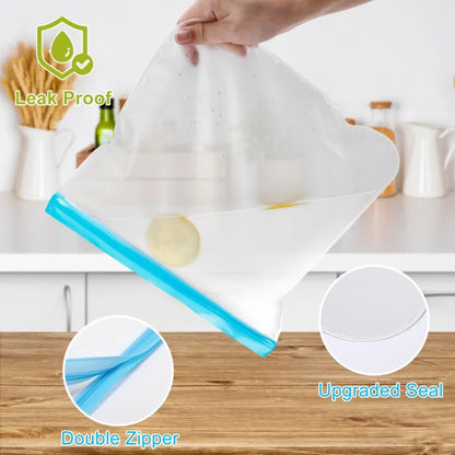 3/5pcs Silicone Food Storage Bag Reusable Up Zip Shut Bag Leakproof Fresh Bag Food Storage Bag Fresh Wrap Ziplock Bag