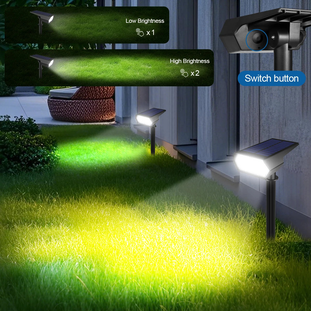 LED Outdside Lighting Light Sensor Garden Park Night Decor Lawn Pathway Solar Spotlight Walkawy Lamp White/Warm White Lights ﻿