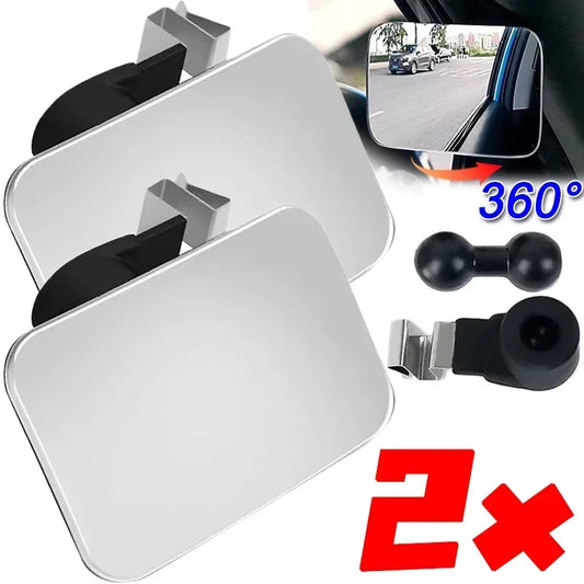2/1PCS Car Auxiliary Blind Spot Mirror 360° Wide-Angle Adjustable HD Convex Mirrors Automotive Parking Reversing Rearview Mirror
