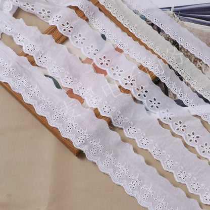 Beige White Floral Embroidery Cotton Lace Ribbon DIY Apparel Sewing & Fabric Handmade Crafts Material Lace Tape