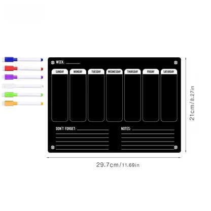Acrylic Fridge Magnetic Blackboard Weekly Daily Calendar Memo Refrigerator Magnetic Clear Planner Dry Erase Message Board List