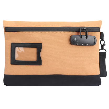 Money Bag with Lock Durable Canvas Cash Bag for Cash Passports Storage Bag