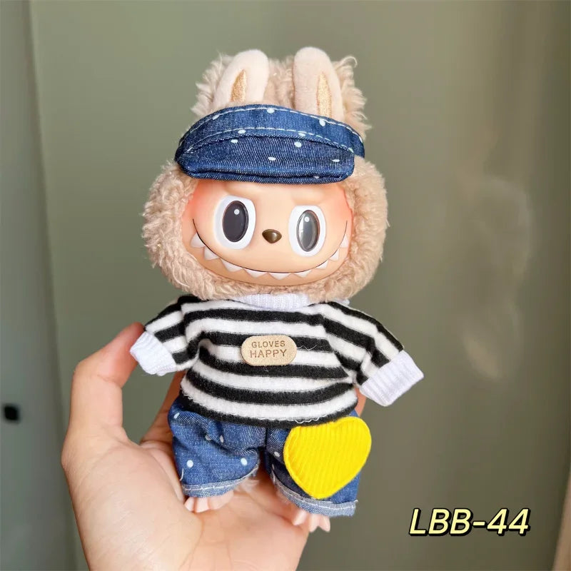 POP Labubu baby clothes 17cm plush vinyl labubu sit-down party first-generation and second-generation suit, clothes only