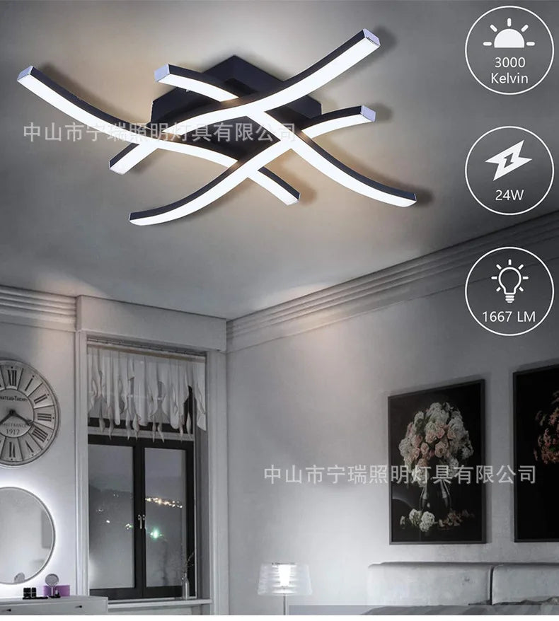 LED Ceiling Light Surface Installation Living Room Lamp Modern Bedroom Kitchen Led Ceiling Light Elegant Curved Ceiling Light