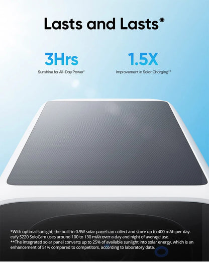 eufy security S220 SoloCam Solar Security Camera Wireless Outdoor Camera Continuous Power 2K Resolution Wireless