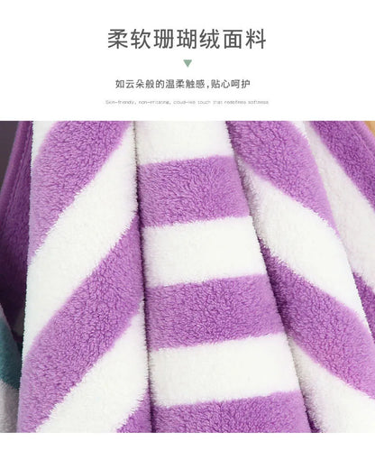 Thick towel Absorbent Facial Towel Striped Coral Velvet Bath Towel Quick Drying Beach Towel Household motion bath bath towel