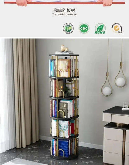 Modern Closet Bookcase Organizer Cabinet Display Rotating Bookcase Magazine Shelves Estante Para Livros Minimalist Furnitures