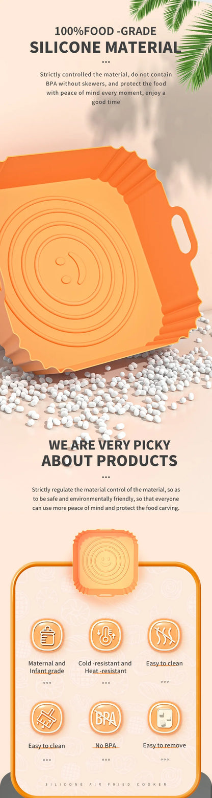 Silicone Air Fryer Liners Round Reusable Airfryer Basket Easy to Clean Air Fryers Silicone Pot Baking Tray Oven Accessories