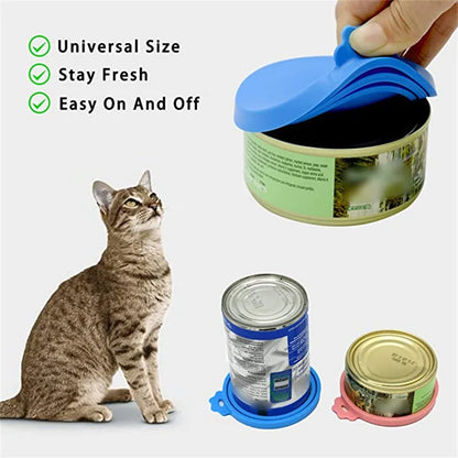A set Reusable Pet Food Can Cover and Spoon Portable Dogs Cat Storage Tin Cap Lid Seal Cover Health Pet Supplies Pet Lids Can