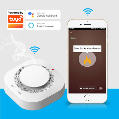 Smart Smoke Detector Fire Alarm with Replaceable Battery, Wi-Fi Smoke Detector, Real-Time App Notifications